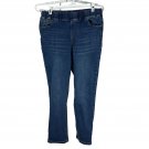 Pull On Stretch Denim Womens Skinny Jeans Elastic Waist Blue Size XL