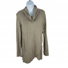 Magnolia Grace Womens Medium Knit Cowl Neck Asymmetrical Hem Top Light Taupe