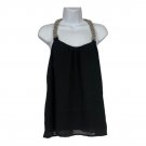 Forever 21 Womens Black Sleeveless Halter Top Small Beaded Strap Lightweight