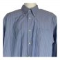 Lands End Mens Pinpoint Oxford Stripe Shirt Size 17-33 Long Sleeve Blue Cotton