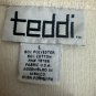 Vintage Teddi Womens Embroidered Floral Sweater Long Sleeve Large Cream Ribbed