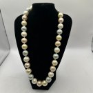 Vintage Multi-Color Faux Pearl Necklace With Gold-Tone Clasp