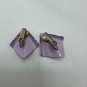 Vintage 1980s Purple Geometric Enamel Clip-On Earrings