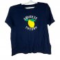 Kim Rogers Womens Squeeze The Day Navy Graphic Tee XXL Relaxed Fit Crewneck