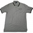 Lands End Partners Bank Mens Polo Shirt Size L Gray Black Trim Embroidered Logo