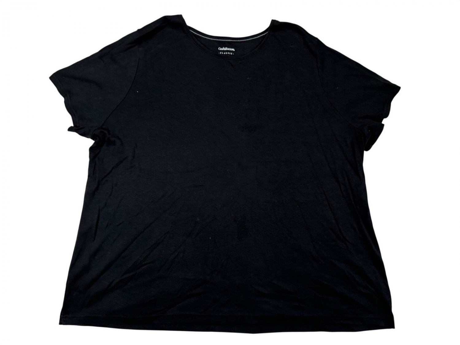 Croft & Barrow Black Classic Tee 3X Womens Plus Size Casual Stretch Cotton Shirt