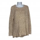 Loft Womens Knit Sweater Medium Tan/White Speckled Texture Relaxed Fit