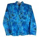 Womens Vintage Blue Abstract Long Sleeved Button-Up Shirt Size XL