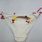 Wet Seal Womens XL Bikini Bottom White & Red Tie Side Embroidered Stars Rainbow
