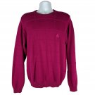 Izod Mens Fuchsia Cotton Crewneck Sweater Size M 100% Cotton Made In Macau