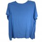 Woman Within Blue Short-Sleeve Tee 3X 30/32 Plus Size Relaxed Fit Lightweight Co