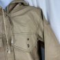 Lot One Inc. Medium Tan PVC Rain Jacket With Hood Snap Button Front Vintage