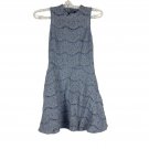 Francescas Lace Sleeveless Blue Mini Dress S Fit And Flare Style Back Zipper