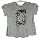 Blue B Sequin Fringe Western Boots Graphic Heather Gray Tee Shirt Small S