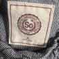So Womens Lightweight Hooded Striped Jacket XL Blue Cotton Front Pockets