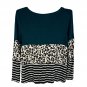 247 By Maurices Womens XL Long Sleeve Colorblock Leopard Stripe Top