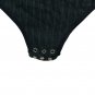 Yummie Ribbed Long Sleeve Henley Bodysuit Women Size Large Black Stretch Fabric