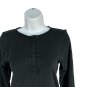 Yummie Ribbed Long Sleeve Henley Bodysuit Women Size Large Black Stretch Fabric