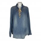 Cloth & Stone Lace Up Long Sleeve Denim Shirt Womens Medium Casual Fit