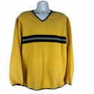 Covington Yellow V-Neck Sweater With Black Stripes Medium 100% Polyester Covington Yellow V-Neck Sweater With Black Stripes Medium 100% Polyester