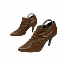 Aldo Brown Leather Ankle Booties Size 8 With Side Zipper & Cone Heel