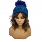 Gold Medal International Knit Beanie Hat Women One Size Blue & Turquoise Pom