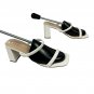 Crown & Ivy Womens Black & White Block Heel Sandals Size 10M