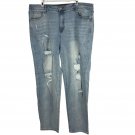 Fashion Nova Womens Distressed Blue Denim Jeans Size 20 Casual Ripped Look