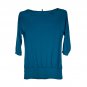 Eyelash Couture Womens Blue 34 Sleeve Scoop Neck Lightweight Knit Top Size L