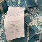 Cabi Womens Plaid Draped Blouse Medium Teal White Long Sleeve Polyester Top