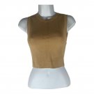 Zara Womens Ribbed Sleeveless Knit Tank Top Small Beige Minimalist Cropped Basic