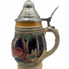 Vintage 0.5L German Beer Stein With Pewter Lid & Hand-Painted Hunting Scene Vintage 0.5L German Beer Stein With Pewter Lid & Hand-Painted Hunting Scene