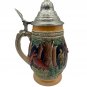 Vintage 0.5L German Beer Stein With Pewter Lid & Hand-Painted Hunting Scene