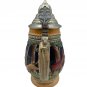 Vintage 0.5L German Beer Stein With Pewter Lid & Hand-Painted Hunting Scene
