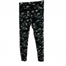 Lularoe Womens Floral Print Black Leggings Full Length Comfortable Stretch