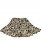 Ladies Leaf Print Knee-Length Skirt Size 16 Elastic Waist Brown Lightweight