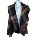 Altard State Womens Plaid Open Front Vest Size S Oversized Drape Style Tan