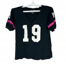Womens Black & Pink V-Neck Team Style Shirt With Number 19 By Tarea Size Large