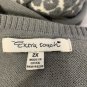 Extra Touch Womens 2X Leopard Knit Short-Sleeve V-Neck Sweater Dress Gray/Beige