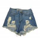 Machine Distressed Denim Shorts Women’s Medium Size 28 Ripped Frayed Blue