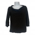AB Studio Womens Black Sweater Size L Lace Trim Back 3/4 Sleeve Cotton Blend AB Studio Womens Black Sweater Size L Lace Trim Back 3/4 Sleeve Cotton Blend