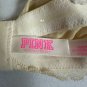 Victorias Secret PINK Lightly Padded Lace Bra 36DD Ivory Adjustable Straps