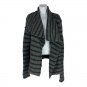 Lou & Grey Striped Open Front Cardigan Sweater Medium Gray Black Knit
