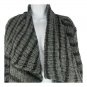 Lou & Grey Striped Open Front Cardigan Sweater Medium Gray Black Knit
