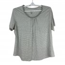 Just My Size By Hanes Womens 2X Gray Short Sleeve Striped Knit Top Scoop Neck