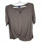 Apt. 9 Womens Metallic Rose Gold Twist Hem Blouse XXL Keyhole Neck Stylish Top