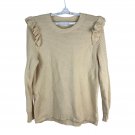 First Love Womens Beige Ruffle Shoulder Sweater Size M Acrylic/Cotton Knit First Love Womens Beige Ruffle Shoulder Sweater Size M Acrylic/Cotton Knit