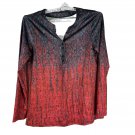 Womens Red & Black Gradient Long-Sleeve Henley Shirt Size M Womens Red & Black Gradient Long-Sleeve Henley Shirt Size M