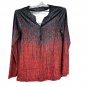 Womens Red & Black Gradient Long-Sleeve Henley Shirt Size M