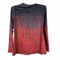 Womens Red & Black Gradient Long-Sleeve Henley Shirt Size M